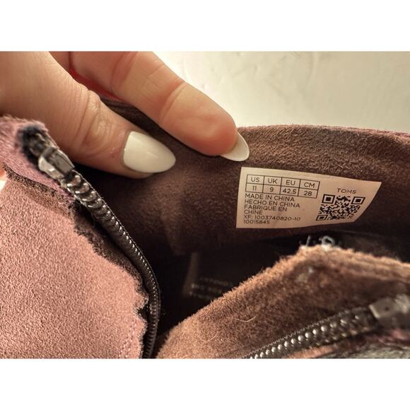 Toms Womens Loren Forest MaroonSuede Pearlized Metallic Cap Toe Heel Booties 11 - Picture 11 of 11